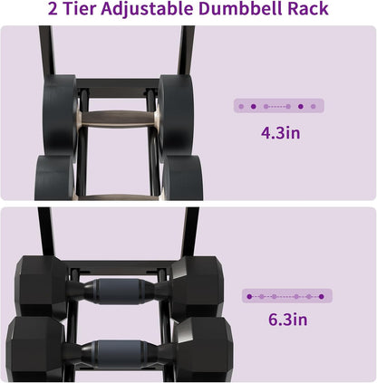 Dumbbell Rack, Home Gym Weight Rack Storage, Adjustable Dumbbell Stand Organizer with Wheels, Holds Dumbbells, Kettlebells, Yoga Mats