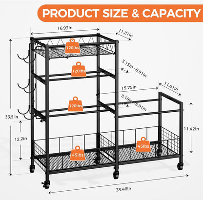 Dumbbell Rack, Home Gym Weight Rack Storage, Adjustable Dumbbell Stand Organizer with Wheels, Holds Dumbbells, Kettlebells, Yoga Mats