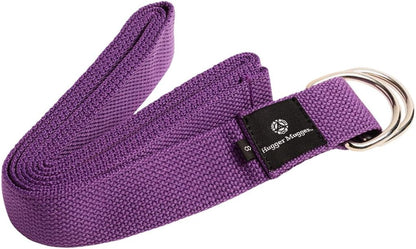 D-Ring Cotton Yoga Strap - Super Strong Cotton, Metal D-Ring Buckle, Multiple Lengths Available