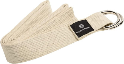 D-Ring Cotton Yoga Strap - Super Strong Cotton, Metal D-Ring Buckle, Multiple Lengths Available