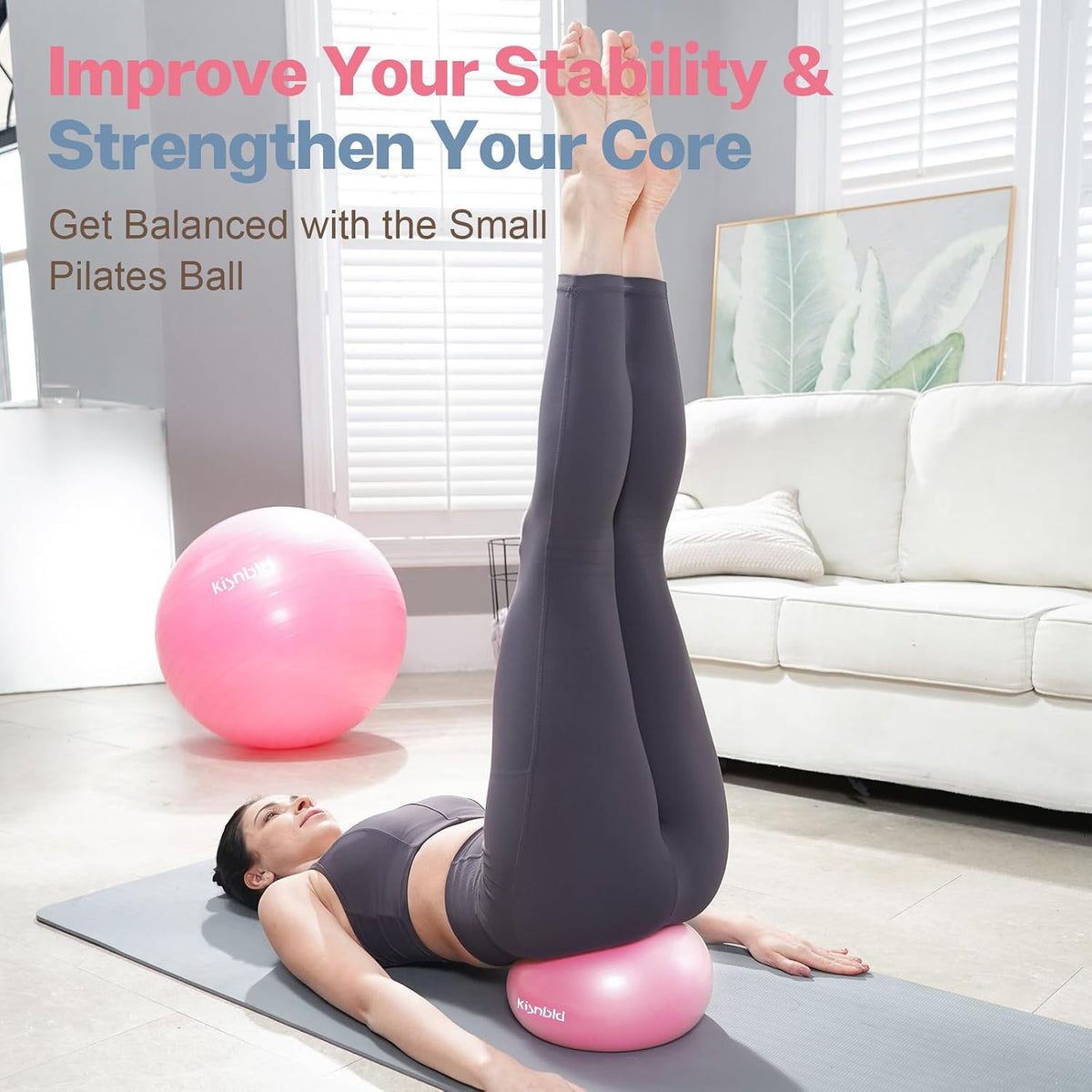 9 Inch Pilates Ball, Small Exercise Ball for Core &Physical Therapy