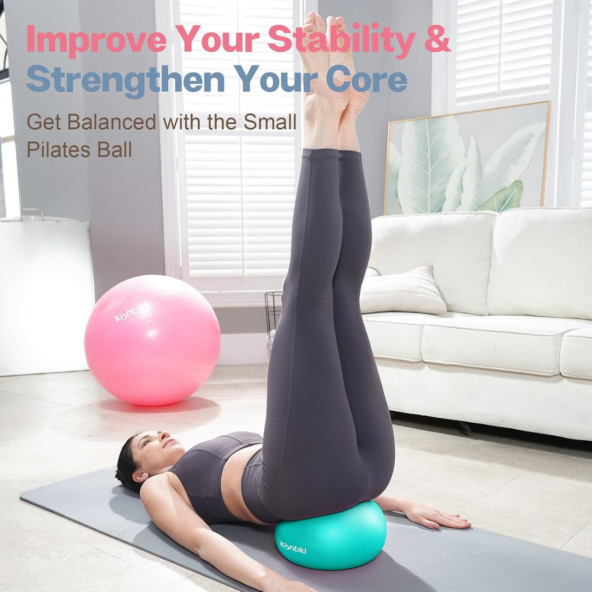 9 Inch Pilates Ball, Small Exercise Ball for Core &Physical Therapy