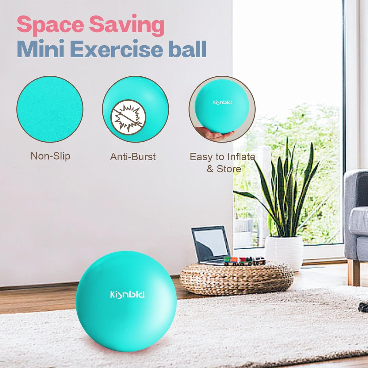 9 Inch Pilates Ball, Small Exercise Ball for Core &Physical Therapy