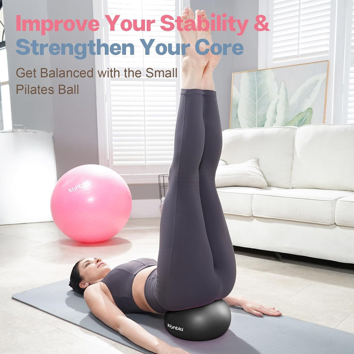 9 Inch Pilates Ball, Small Exercise Ball for Core &Physical Therapy