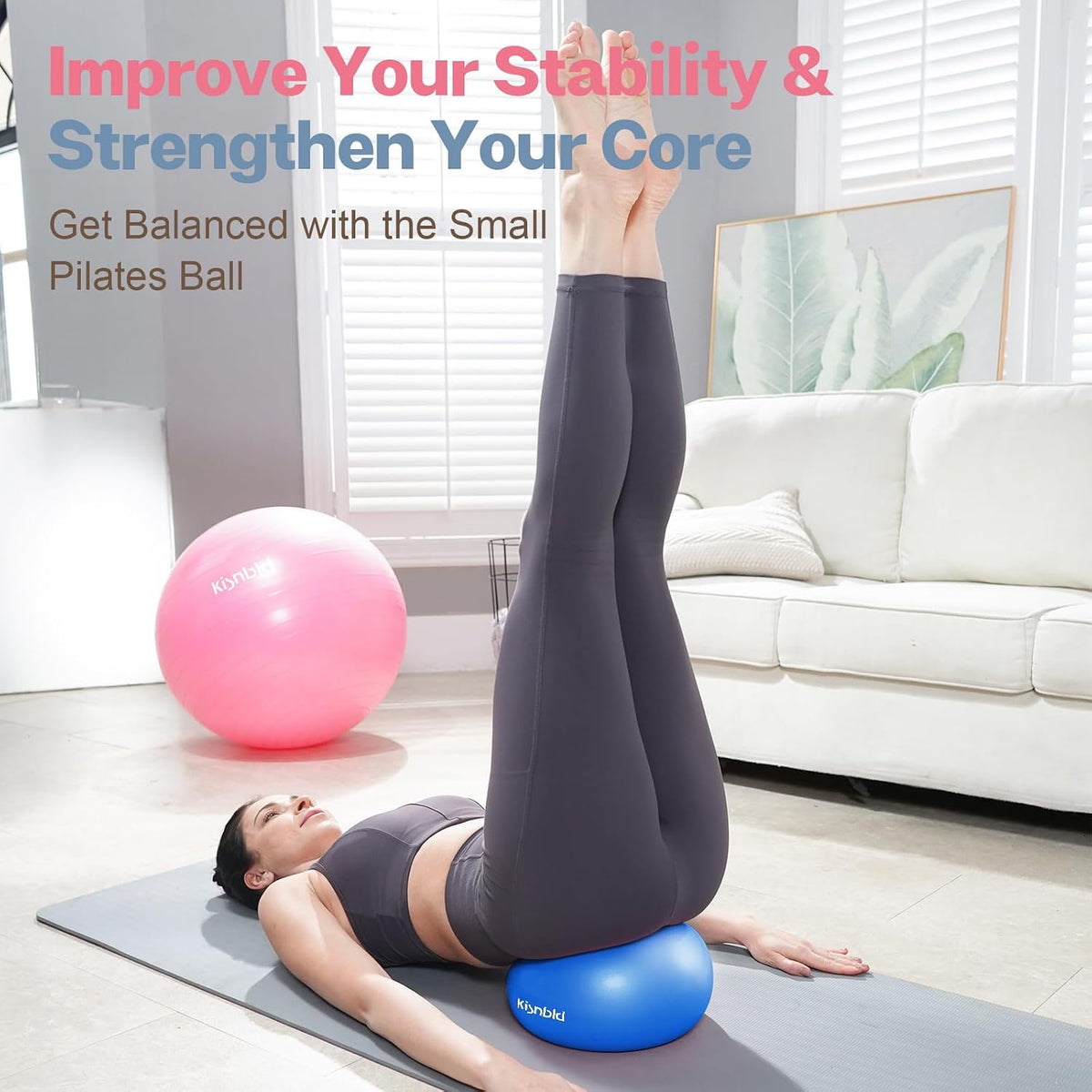 9 Inch Pilates Ball, Small Exercise Ball for Core &Physical Therapy