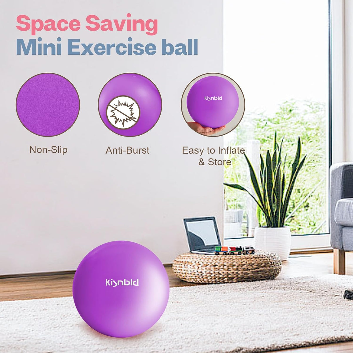 9 Inch Pilates Ball, Small Exercise Ball for Core &Physical Therapy