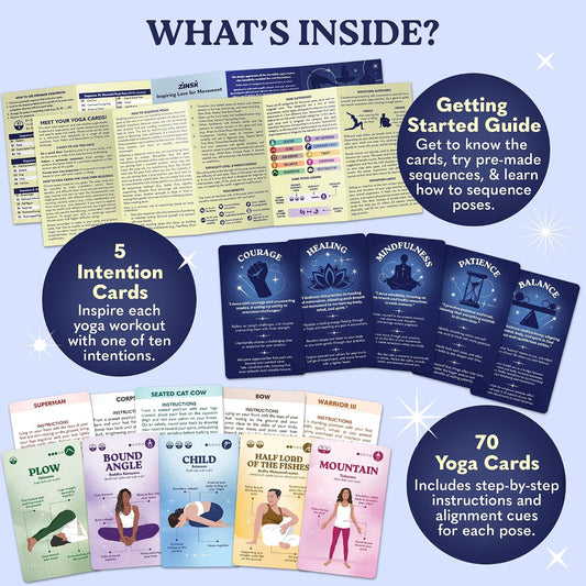 70 Yoga Cards - Yoga Pose Flashcards with Beginner Instructions