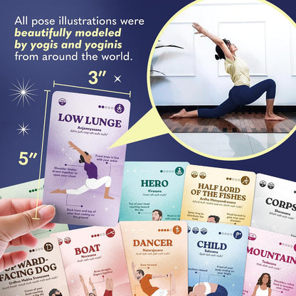 70 Yoga Cards - Yoga Pose Flashcards with Beginner Instructions
