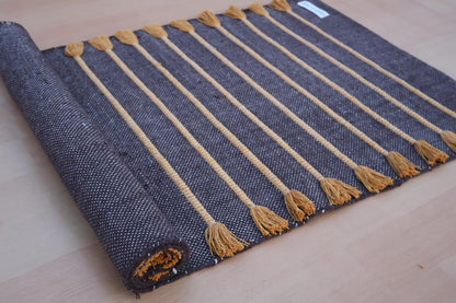 Jaipur Art & Rugs Cotton Yoga Rug - Eco-Friendly Hand-Woven Thick Mat (24”x72”x5mm) for Everyday Fitness at Home - Comfortable & Extra-Long - Colors A