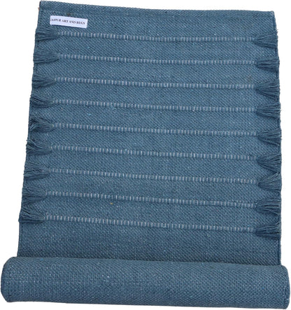 Jaipur Art & Rugs Cotton Yoga Rug - Eco-Friendly Hand-Woven Thick Mat (24”x72”x5mm) for Everyday Fitness at Home - Comfortable & Extra-Long - Colors A