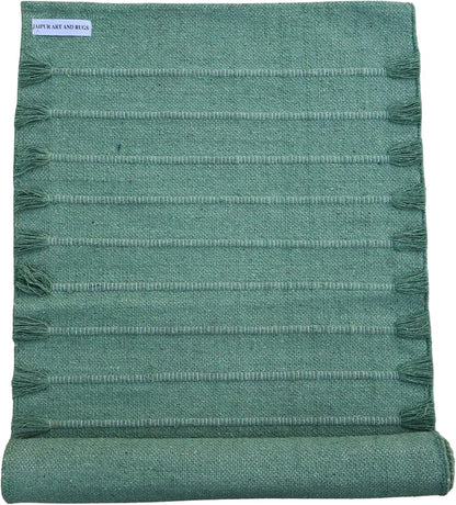 Jaipur Art & Rugs Cotton Yoga Rug - Eco-Friendly Hand-Woven Thick Mat (24”x72”x5mm) for Everyday Fitness at Home - Comfortable & Extra-Long - Colors A