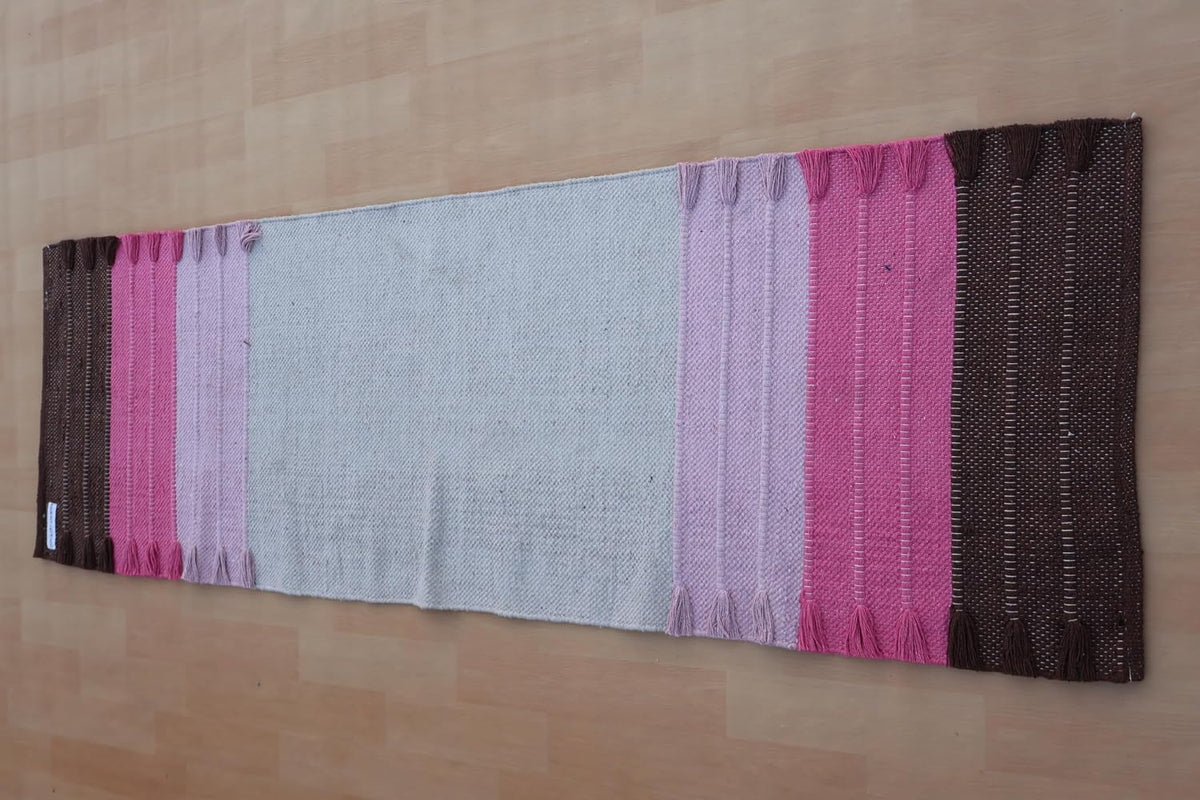 Jaipur Art & Rugs Cotton Yoga Rug - Eco-Friendly Hand-Woven Thick Mat (24”x72”x5mm) for Everyday Fitness at Home - Comfortable & Extra-Long - Colors A
