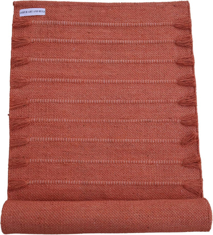 Jaipur Art & Rugs Cotton Yoga Rug - Eco-Friendly Hand-Woven Thick Mat (24”x72”x5mm) for Everyday Fitness at Home - Comfortable & Extra-Long - Colors A