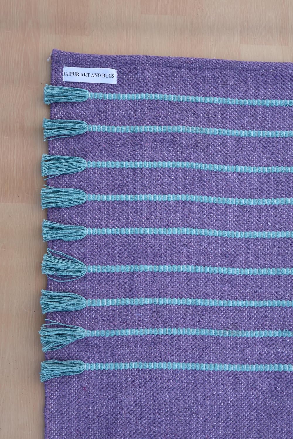 Jaipur Art & Rugs Cotton Yoga Rug - Eco-Friendly Hand-Woven Thick Mat (24”x72”x5mm) for Everyday Fitness at Home - Comfortable & Extra-Long - Colors A