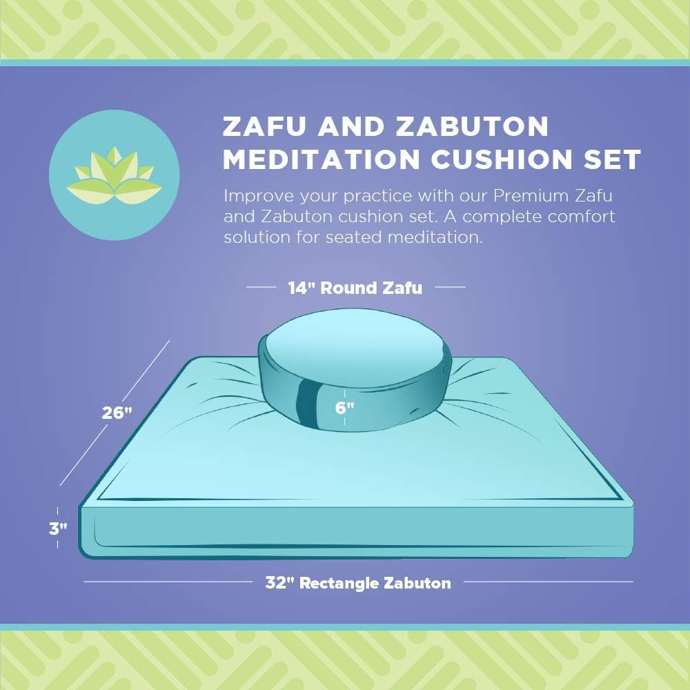 Meditation Cushion Mat Set HEMP - Large Oval Zafu Floor Pillow Organic Buckwheat Pillow + Cotton Filled HEMP Zabuton Prayer Pad - Meditation Pillow Yoga Knee Pad Made in USA - 18" Oval, NATURAL Hemp