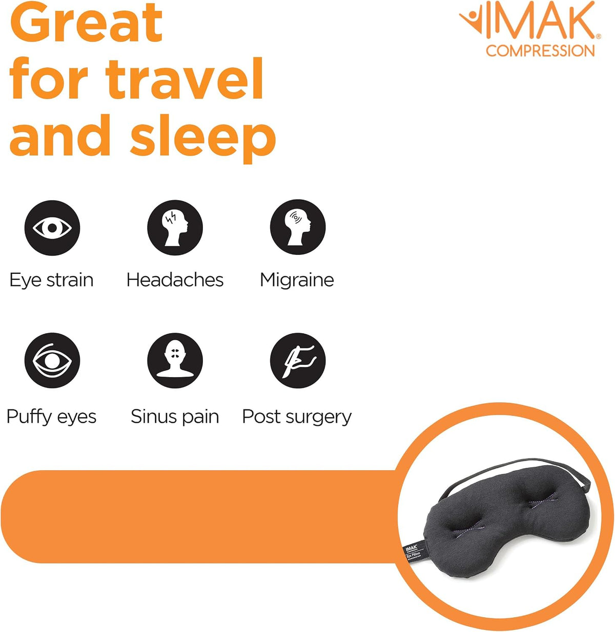 Eye Pillow Compression Eye Mask, Cooling, Universal Fit, Black