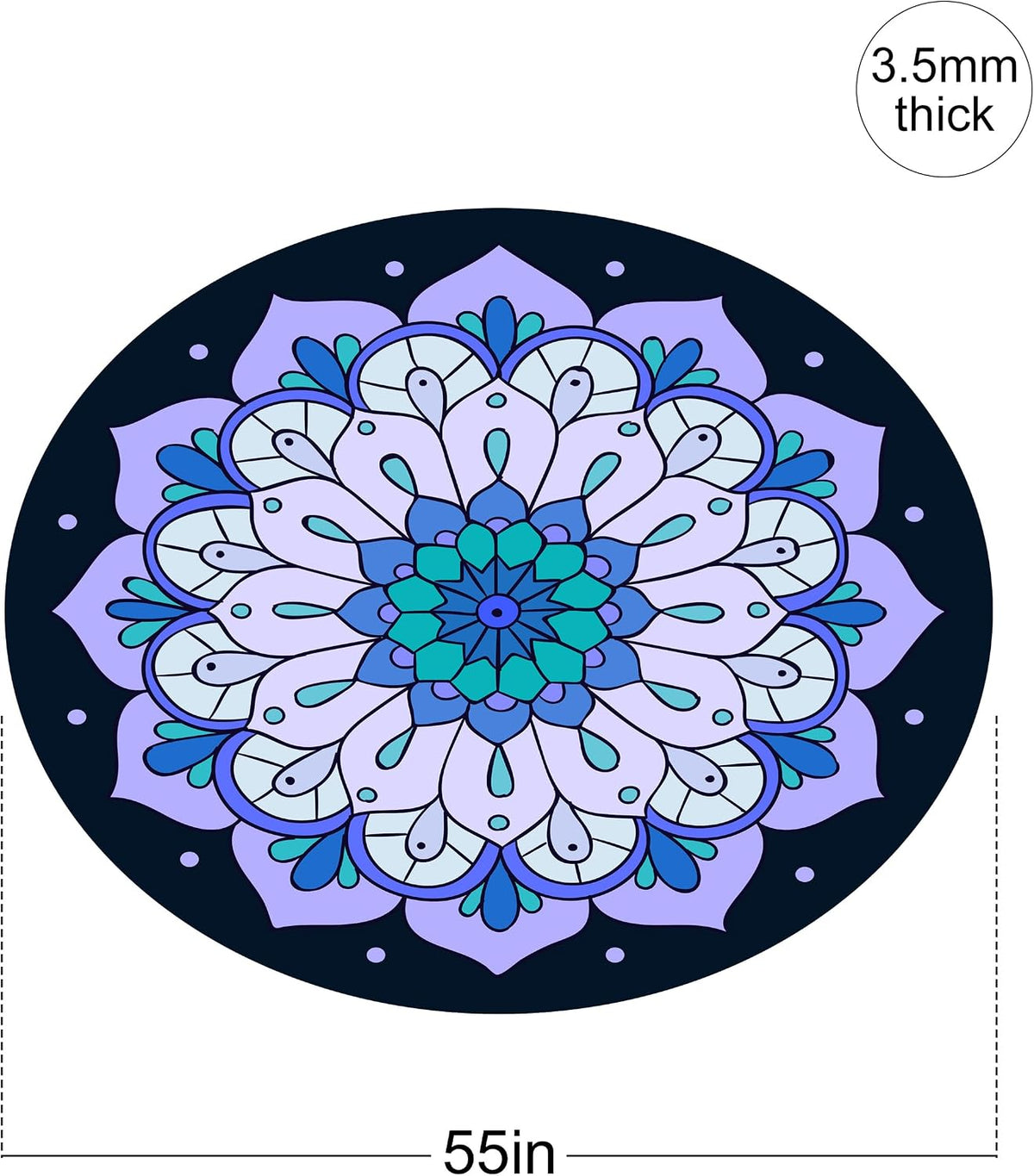 nuveti Large Meditation Mat Non Slip Round Yoga Mat Natural Rubber with Sueded Surface Exercise Mat Perfect for Meditating, Stretching, Yoga（140CM X 3.5MM Thick)