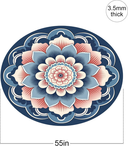 nuveti Large Meditation Mat Non Slip Round Yoga Mat Natural Rubber with Sueded Surface Exercise Mat Perfect for Meditating, Stretching, Yoga（140CM X 3.5MM Thick)