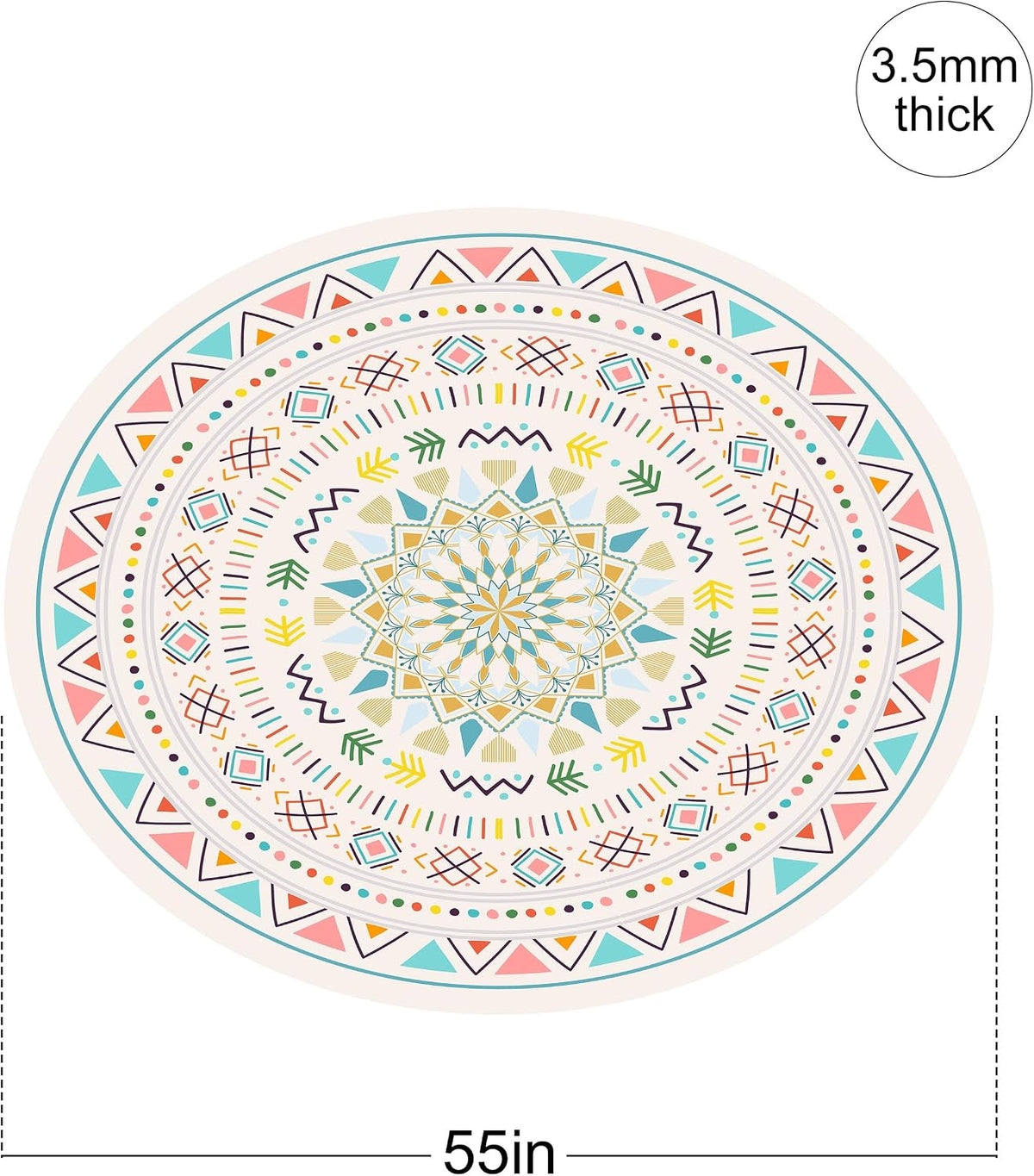 nuveti Large Meditation Mat Non Slip Round Yoga Mat Natural Rubber with Sueded Surface Exercise Mat Perfect for Meditating, Stretching, Yoga（140CM X 3.5MM Thick)