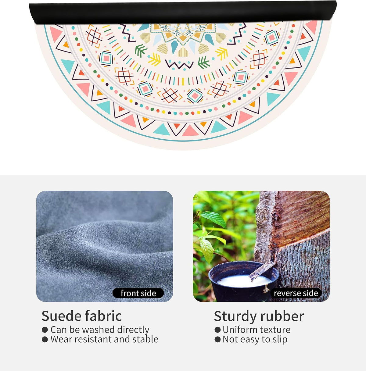 nuveti Large Meditation Mat Non Slip Round Yoga Mat Natural Rubber with Sueded Surface Exercise Mat Perfect for Meditating, Stretching, Yoga（140CM X 3.5MM Thick)
