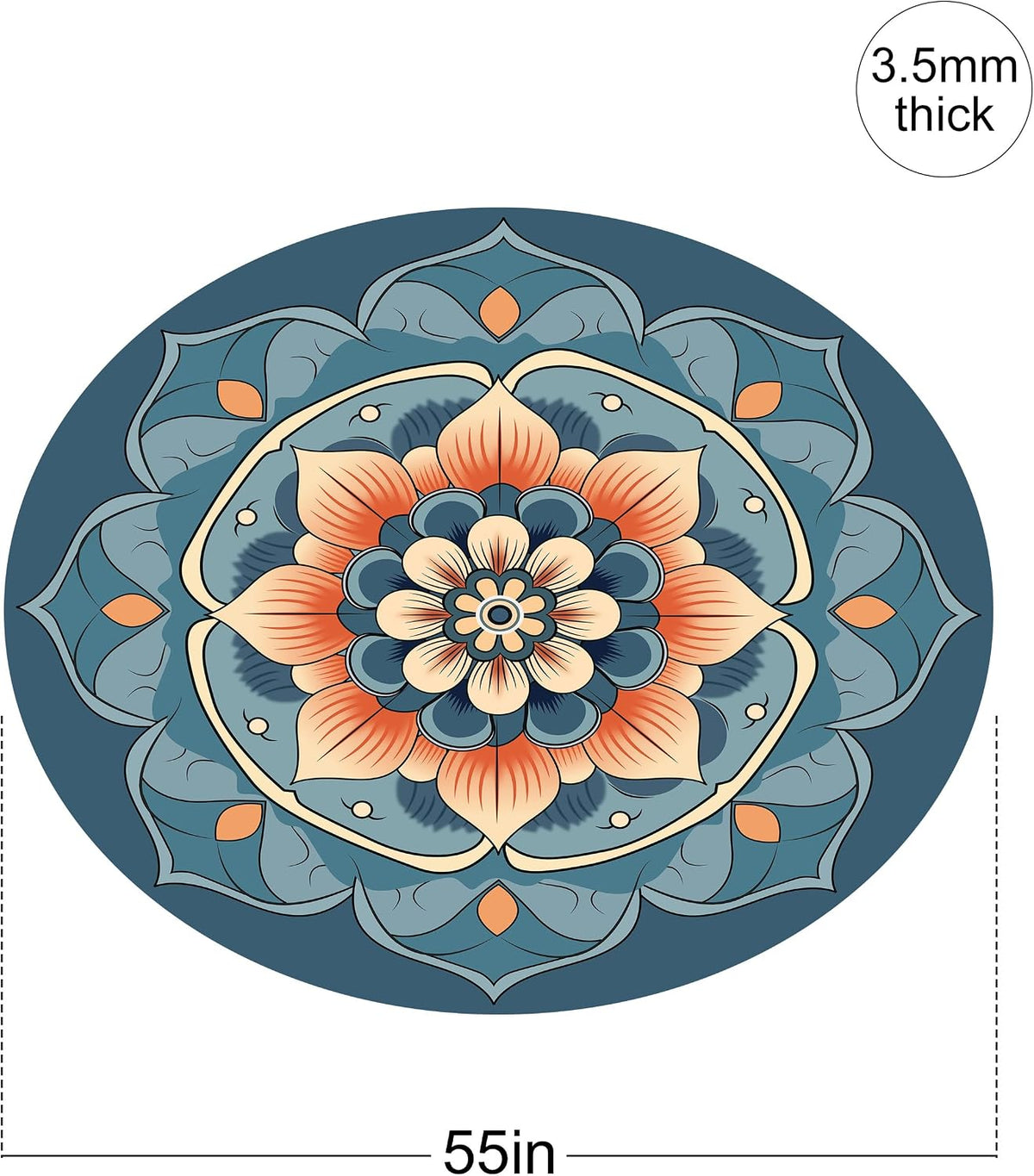 nuveti Large Meditation Mat Non Slip Round Yoga Mat Natural Rubber with Sueded Surface Exercise Mat Perfect for Meditating, Stretching, Yoga（140CM X 3.5MM Thick)