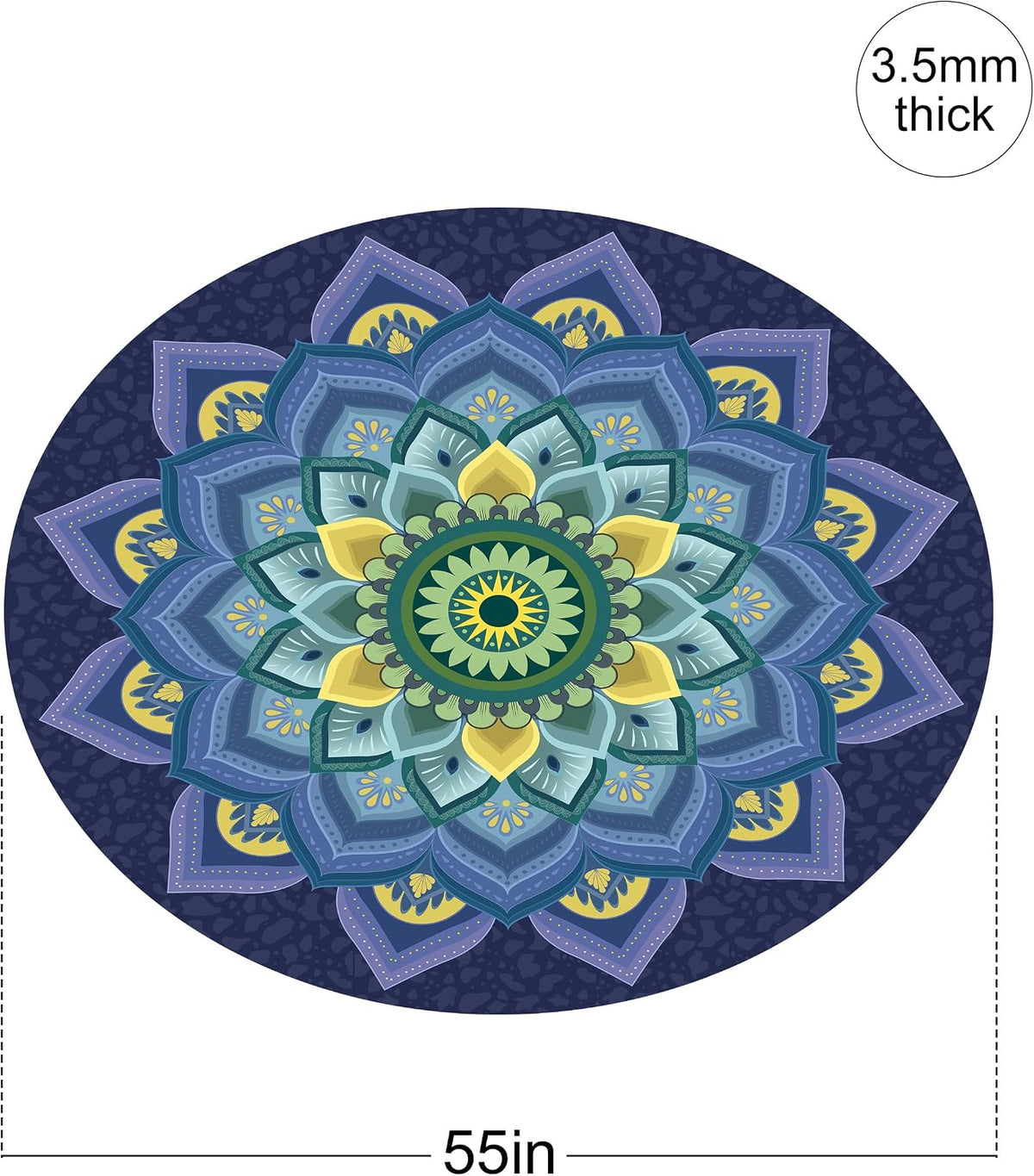 nuveti Large Meditation Mat Non Slip Round Yoga Mat Natural Rubber with Sueded Surface Exercise Mat Perfect for Meditating, Stretching, Yoga（140CM X 3.5MM Thick)