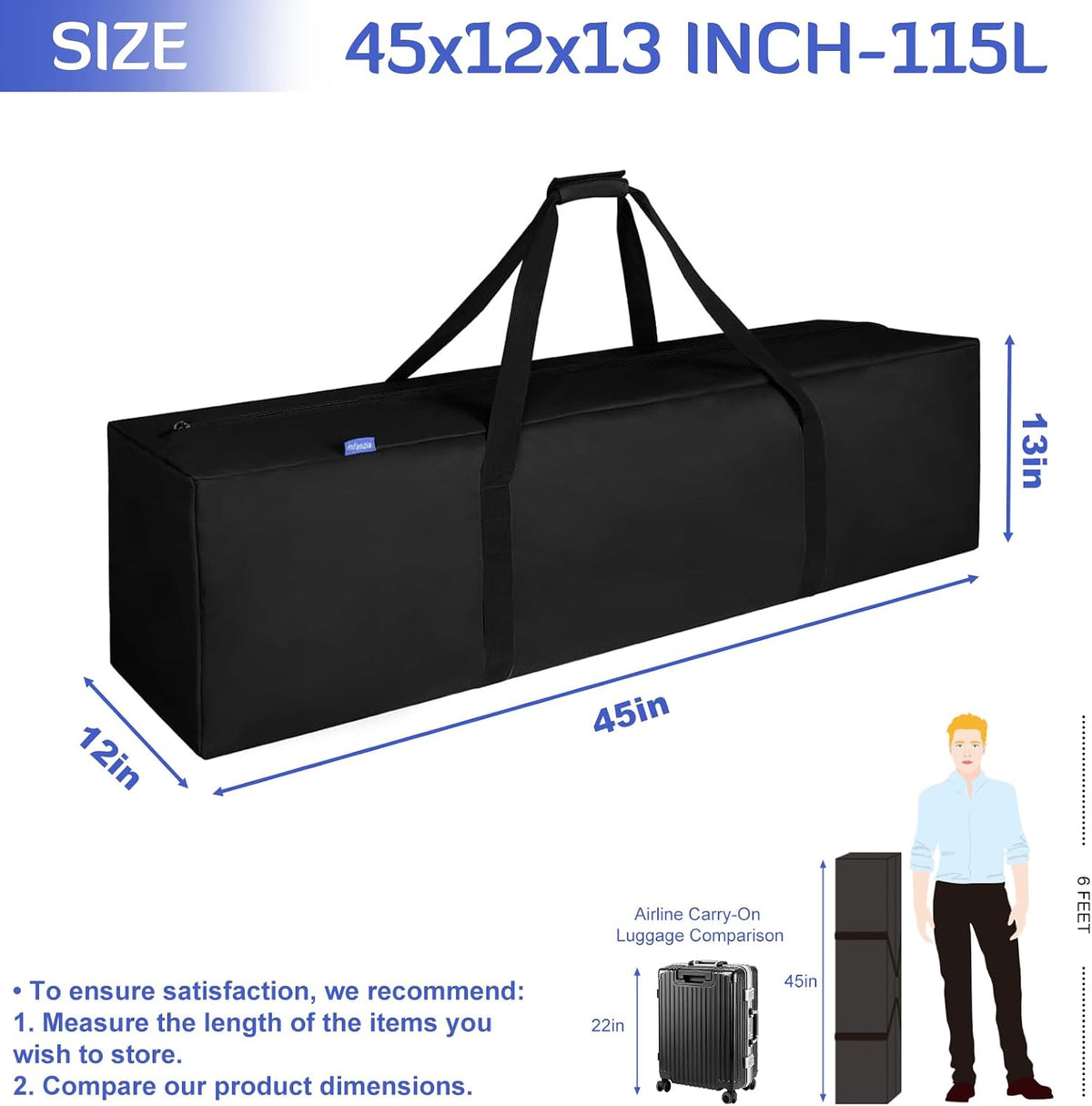 45in Large Travel Duffel Bag, 600D Water Resistant Foldable, 115L