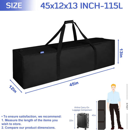45in Large Travel Duffel Bag, 600D Water Resistant Foldable, 115L