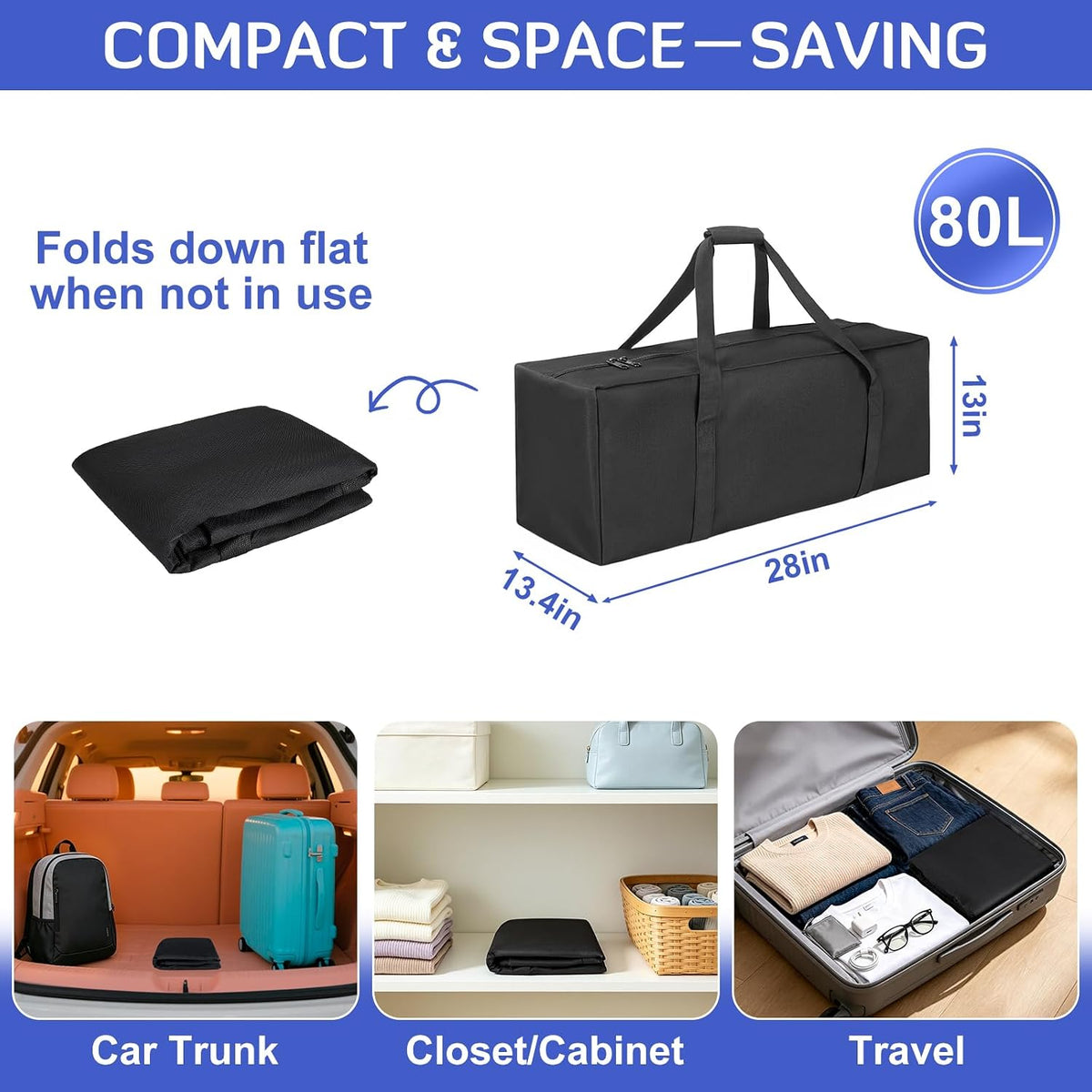 45in Large Travel Duffel Bag, 600D Water Resistant Foldable, 115L
