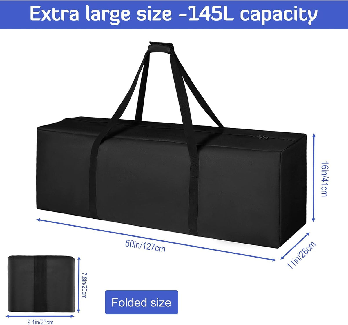 45in Large Travel Duffel Bag, 600D Water Resistant Foldable, 115L