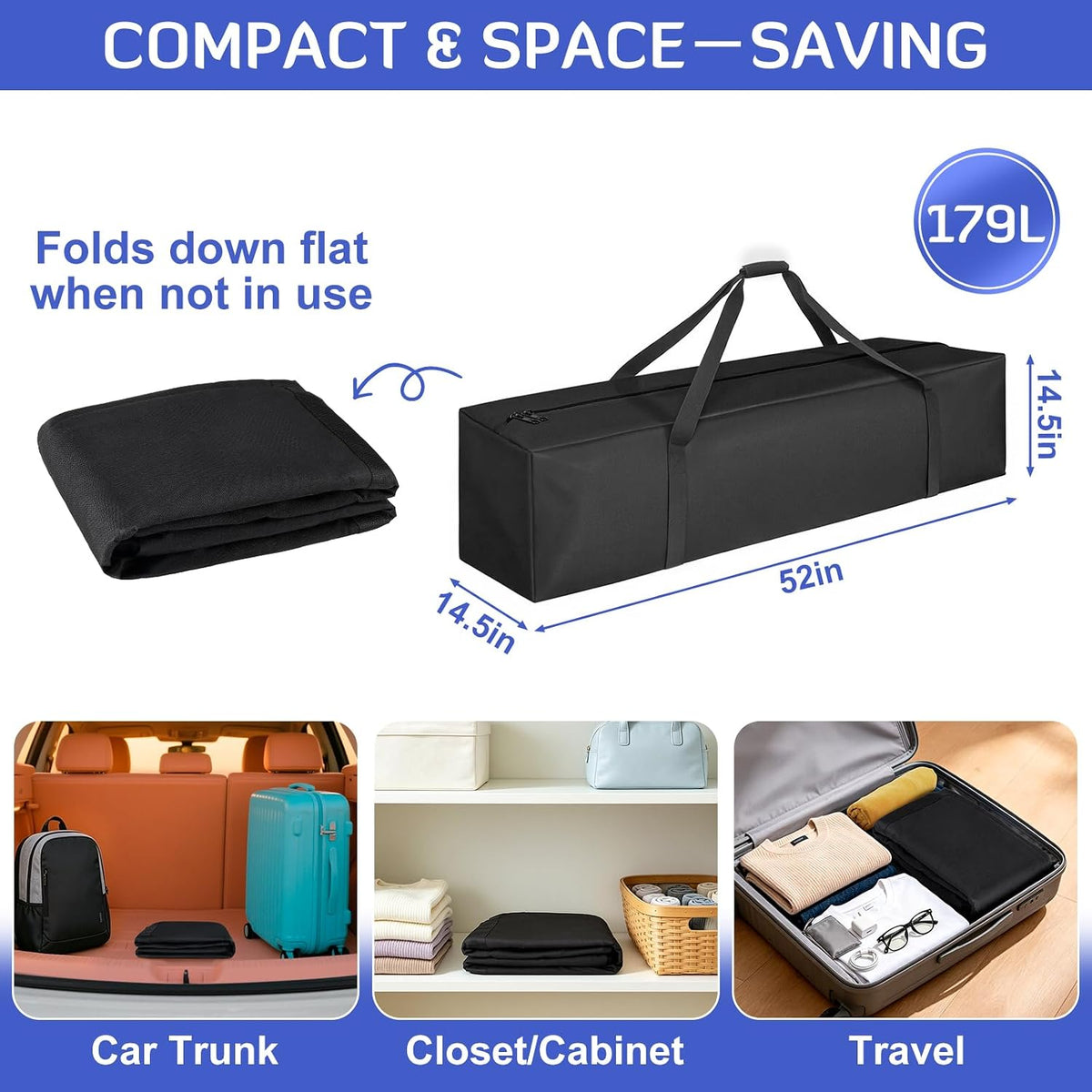 45in Large Travel Duffel Bag, 600D Water Resistant Foldable, 115L