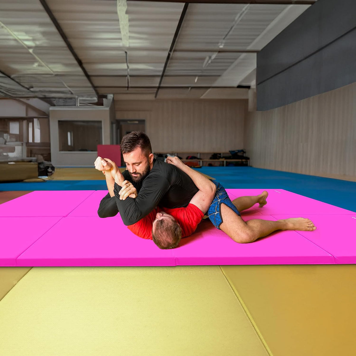 BalanceFrom 6x4 Feet 4-Panel Folding Gymnastics Mat – 2-Inch Thick Pad with Vinyl Surface and Carrying Handles for Tumbling, Yoga, Pilates, Home Workouts, and Martial Arts