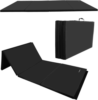 BalanceFrom 6x4 Feet 4-Panel Folding Gymnastics Mat – 2-Inch Thick Pad with Vinyl Surface and Carrying Handles for Tumbling, Yoga, Pilates, Home Workouts, and Martial Arts