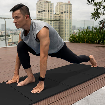 BalanceFrom 6x4 Feet 4-Panel Folding Gymnastics Mat – 2-Inch Thick Pad with Vinyl Surface and Carrying Handles for Tumbling, Yoga, Pilates, Home Workouts, and Martial Arts