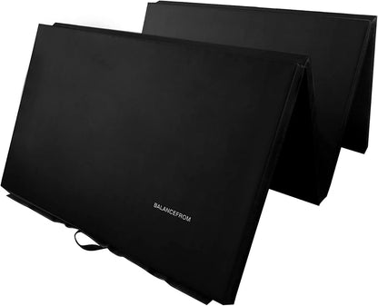 BalanceFrom 6x4 Feet 4-Panel Folding Gymnastics Mat – 2-Inch Thick Pad with Vinyl Surface and Carrying Handles for Tumbling, Yoga, Pilates, Home Workouts, and Martial Arts