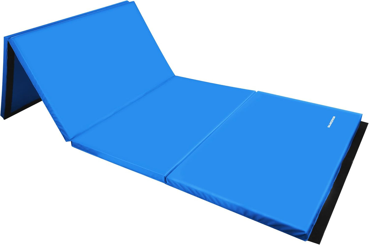 BalanceFrom 6x4 Feet 4-Panel Folding Gymnastics Mat – 2-Inch Thick Pad with Vinyl Surface and Carrying Handles for Tumbling, Yoga, Pilates, Home Workouts, and Martial Arts