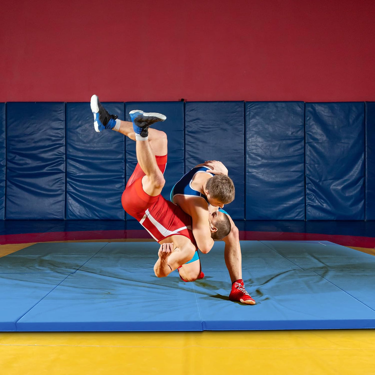 BalanceFrom 6x4 Feet 4-Panel Folding Gymnastics Mat – 2-Inch Thick Pad with Vinyl Surface and Carrying Handles for Tumbling, Yoga, Pilates, Home Workouts, and Martial Arts