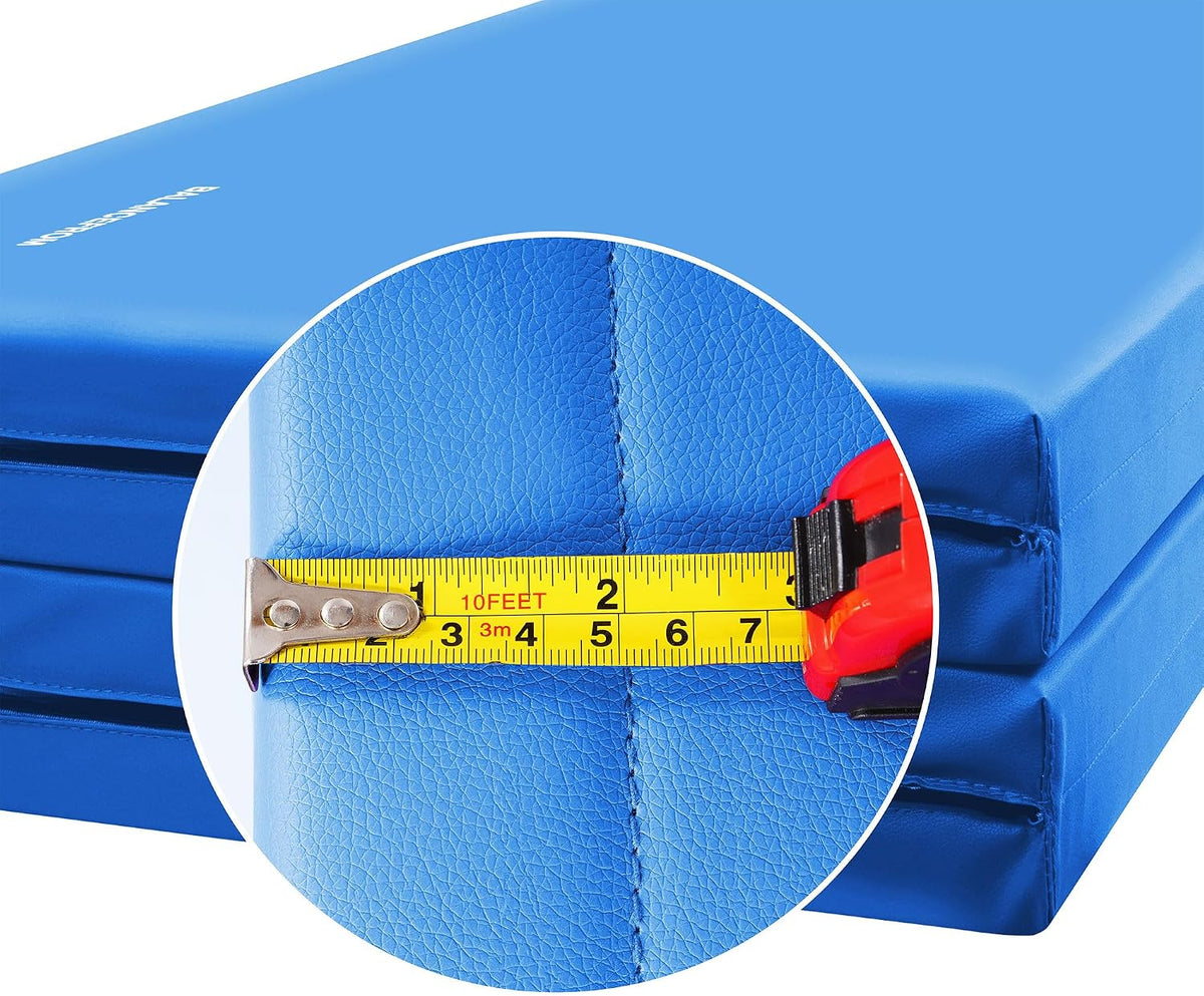 BalanceFrom 6x4 Feet 4-Panel Folding Gymnastics Mat – 2-Inch Thick Pad with Vinyl Surface and Carrying Handles for Tumbling, Yoga, Pilates, Home Workouts, and Martial Arts
