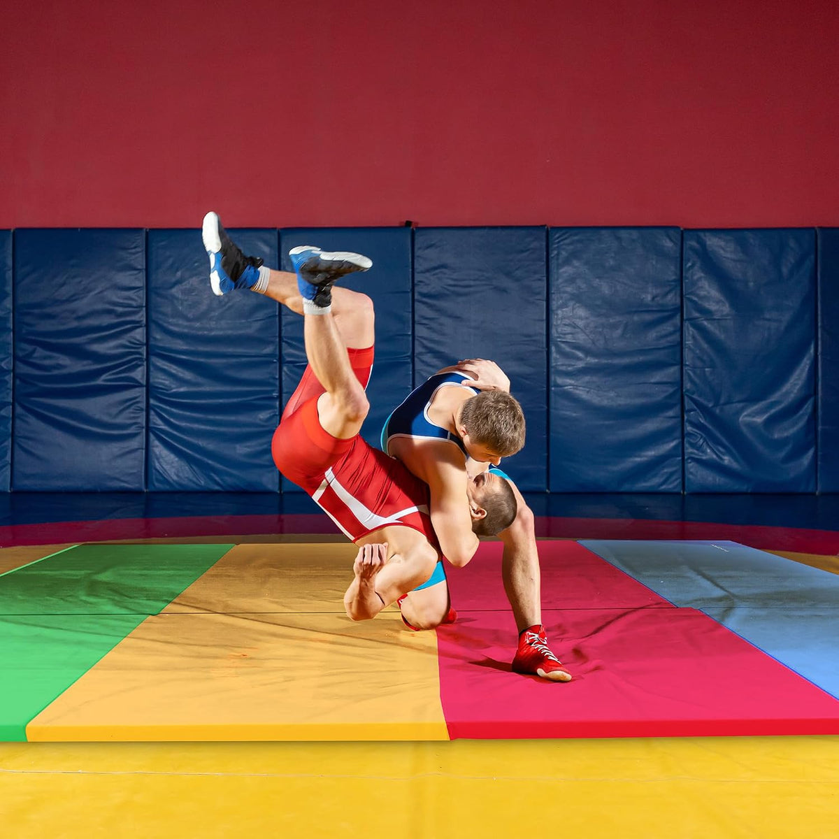 BalanceFrom 6x4 Feet 4-Panel Folding Gymnastics Mat – 2-Inch Thick Pad with Vinyl Surface and Carrying Handles for Tumbling, Yoga, Pilates, Home Workouts, and Martial Arts