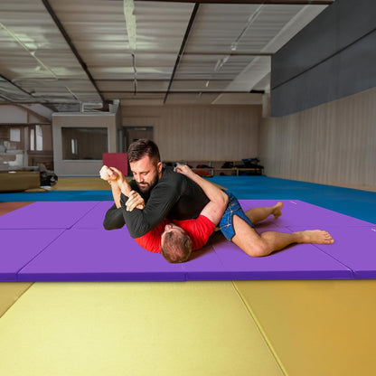 BalanceFrom 6x4 Feet 4-Panel Folding Gymnastics Mat – 2-Inch Thick Pad with Vinyl Surface and Carrying Handles for Tumbling, Yoga, Pilates, Home Workouts, and Martial Arts