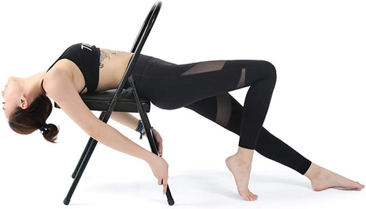 Pilates Yoga Chair, Professional Iyengar Auxiliary Chair, Yoga, Hardened and Thick Yoga Folding Chair, Solid Anti-Slip, Stable and Durable, Black,Blac