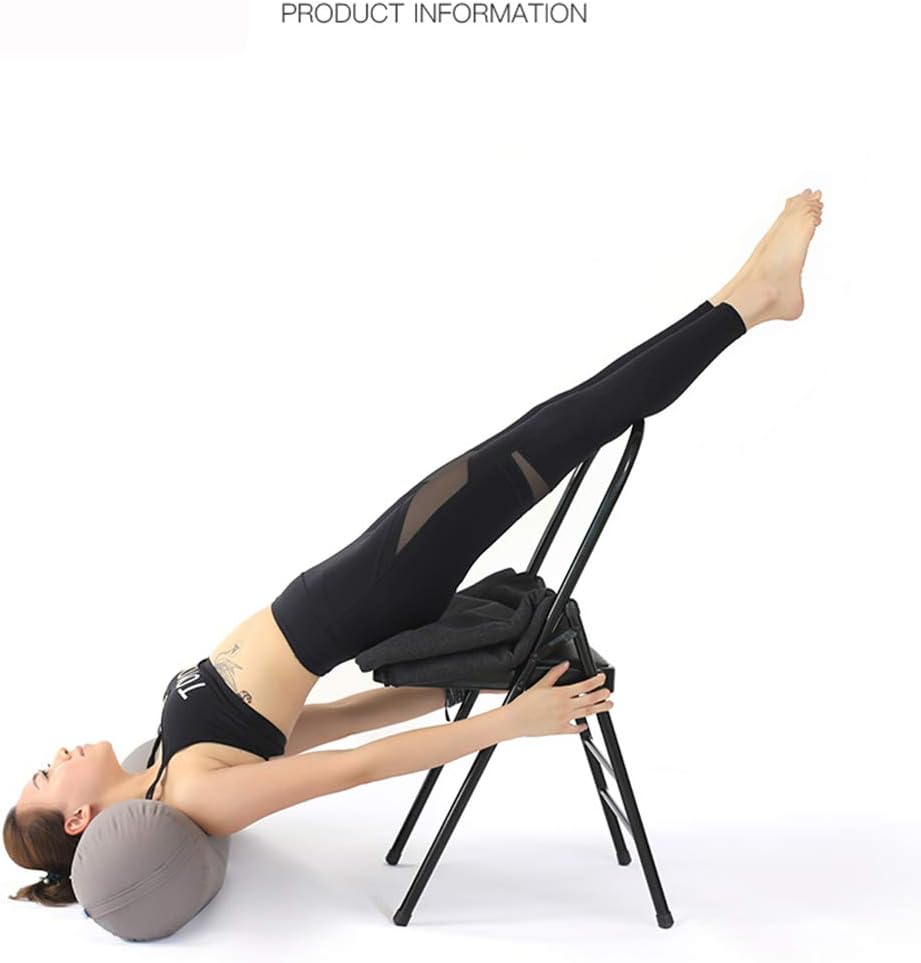 Pilates Yoga Chair, Professional Iyengar Auxiliary Chair, Yoga, Hardened and Thick Yoga Folding Chair, Solid Anti-Slip, Stable and Durable, Black,Blac