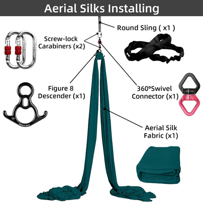 Pro Aerial Silks Kit, SGS&CE Certified, 9/15/20Yards