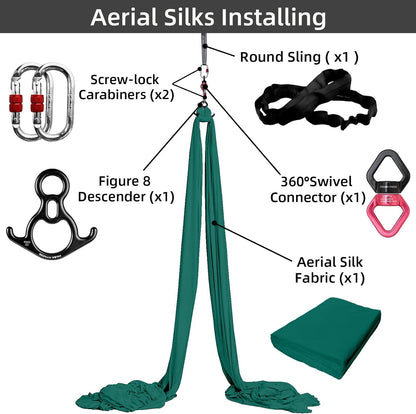Pro Aerial Silks Kit, SGS&CE Certified, 9/15/20Yards