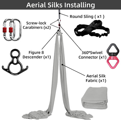Pro Aerial Silks Kit, SGS&CE Certified, 9/15/20Yards