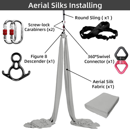 Pro Aerial Silks Kit, SGS&CE Certified, 9/15/20Yards