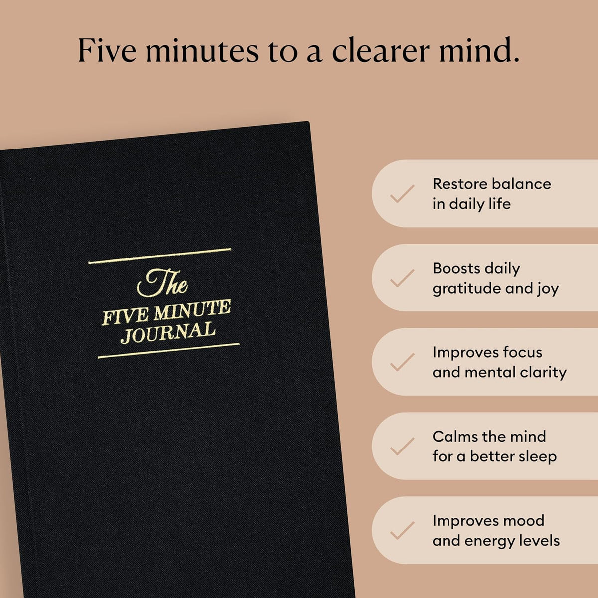 The Five Minute Journal - Original Daily Gratitude Journal for Women & Men - Mindfulness, Happiness & Daily Reflection - Undated Planner - Affirmation Journal - Gifts for Women