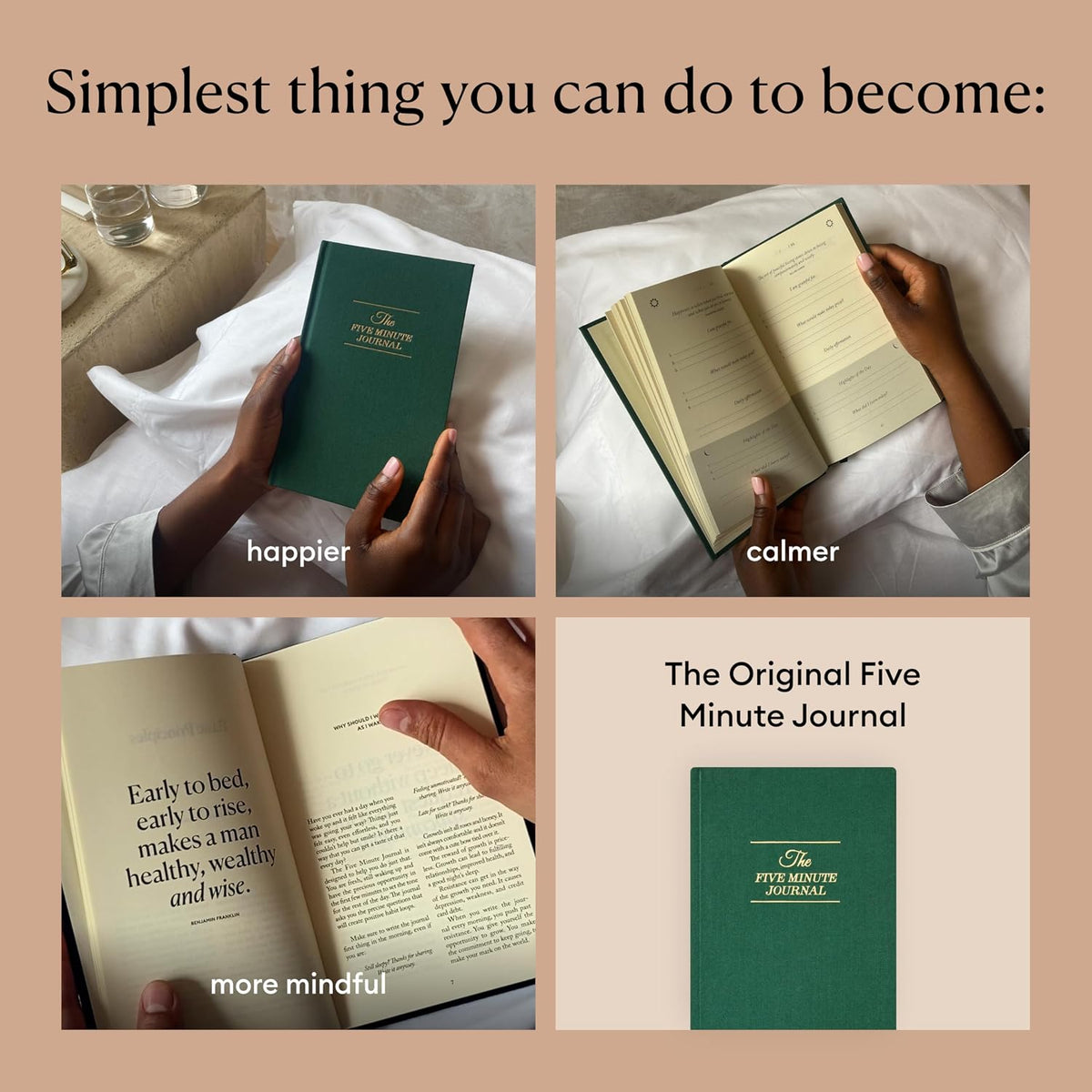The Five Minute Journal - Original Daily Gratitude Journal for Women & Men - Mindfulness, Happiness & Daily Reflection - Undated Planner - Affirmation Journal - Gifts for Women