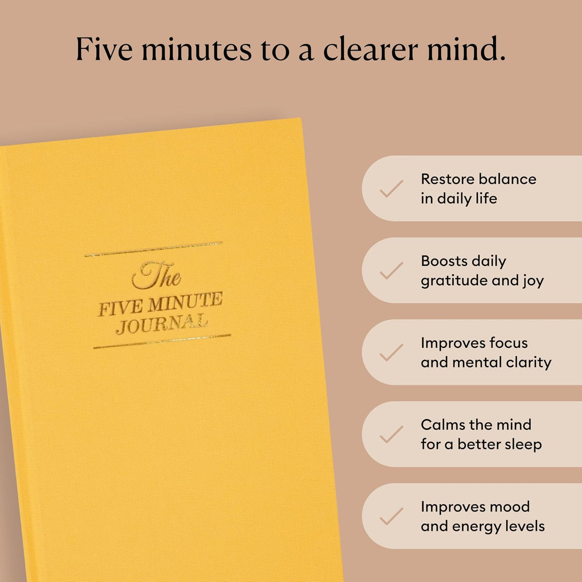 The Five Minute Journal - Original Daily Gratitude Journal for Women & Men - Mindfulness, Happiness & Daily Reflection - Undated Planner - Affirmation Journal - Gifts for Women