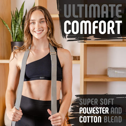 Yoga Strap with Buckle, Soft Cotton/Polyester Webbing, 8 ft